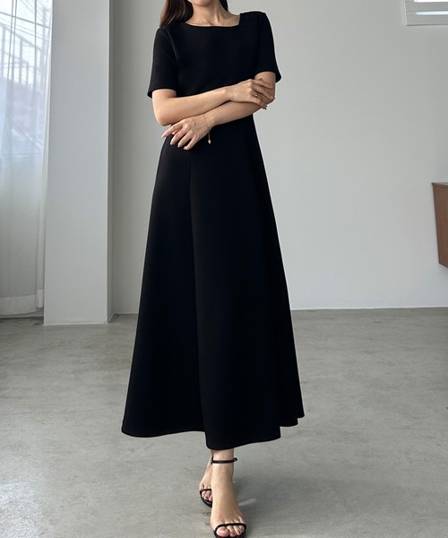 「Louere」 半袖ワンピース LARGE ブラック レディース_画像3
