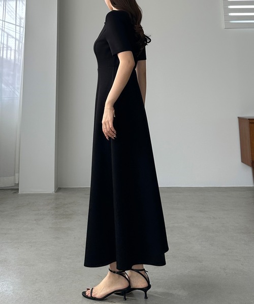 「Louere」 半袖ワンピース LARGE ブラック レディース_画像4