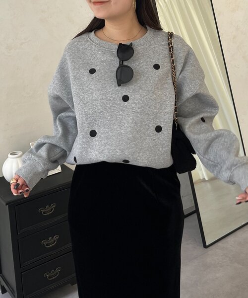 tシャツ ドット刺繍スウェット レディース