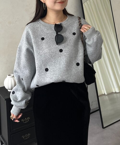tシャツ ドット刺繍スウェット レディース