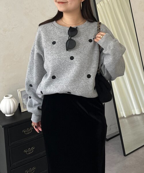 tシャツ ドット刺繍スウェット レディース