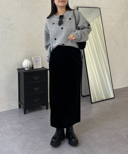 tシャツ ドット刺繍スウェット レディース