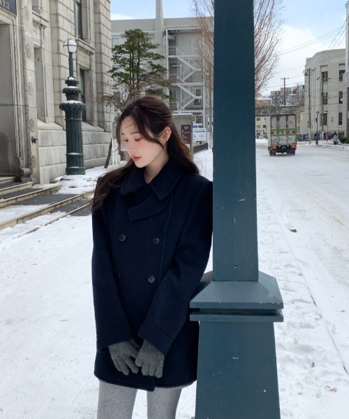 FAVORITO ピーコート pコート ダブルブレストメルトンジャケット