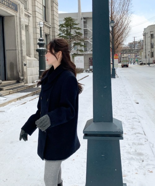 FAVORITO ピーコート pコート ダブルブレストメルトンジャケット