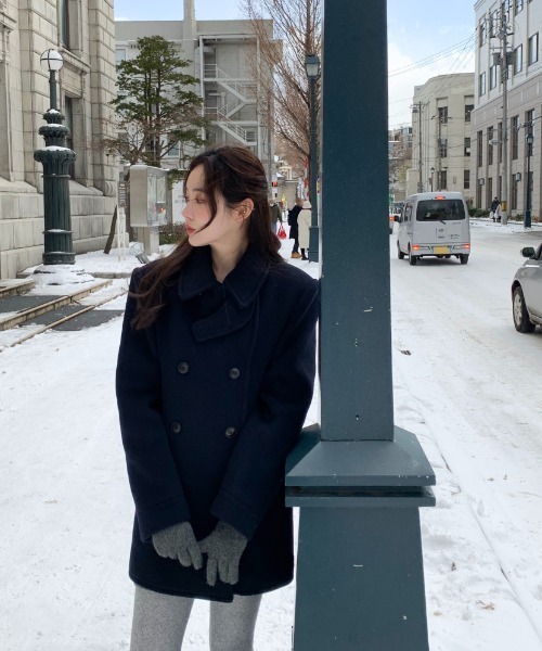 FAVORITO ピーコート pコート ダブルブレストメルトンジャケット