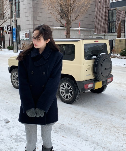 FAVORITO ピーコート pコート ダブルブレストメルトンジャケット