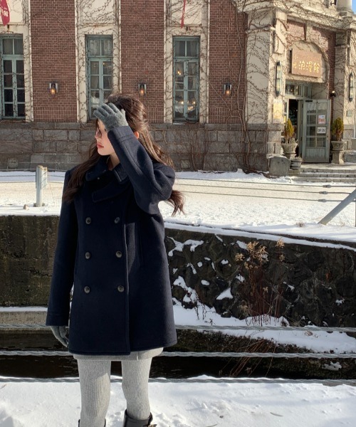 FAVORITO ピーコート pコート ダブルブレストメルトンジャケット