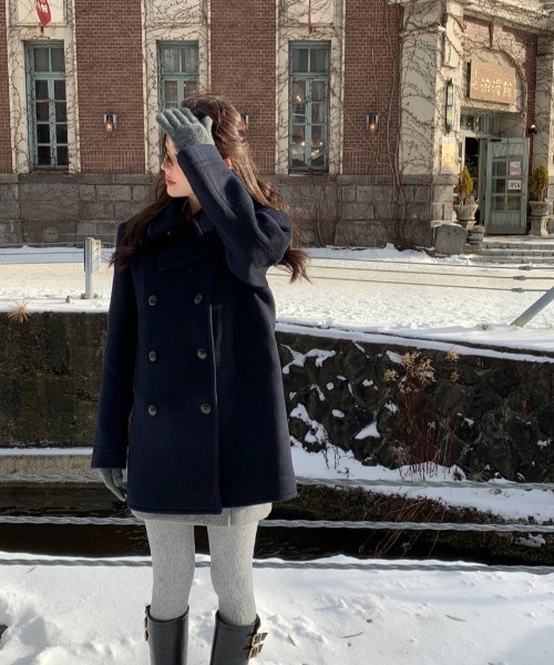 FAVORITO ピーコート pコート ダブルブレストメルトンジャケット