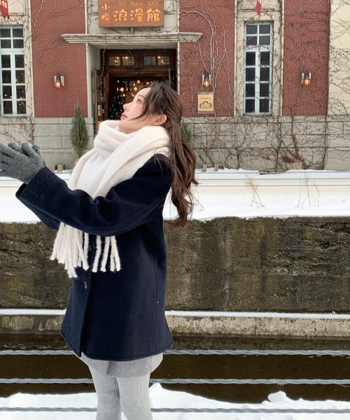 FAVORITO ピーコート pコート ダブルブレストメルトンジャケット