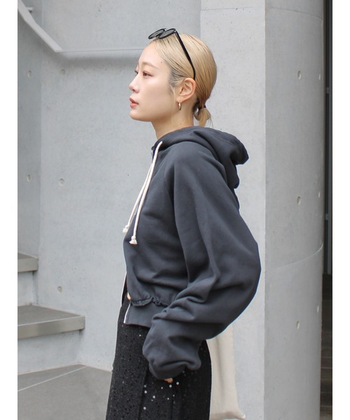 今季新品Ungridショートルーズパーカー♡ Ungrid ショートルーズパーカー グレー -ファッション通販 FASHION WALKER