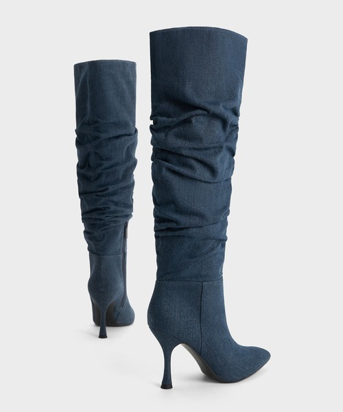 「CHARLES & KEITH」 ロングブーツ 23cm ブルー レディース_画像7