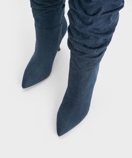 「CHARLES & KEITH」 ロングブーツ 23cm ブルー レディース_画像9