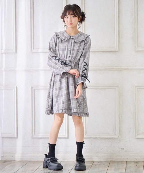 「Amourire girl」 「KIDS」長袖ワンピース 160cm ベージュ キッズ_画像3