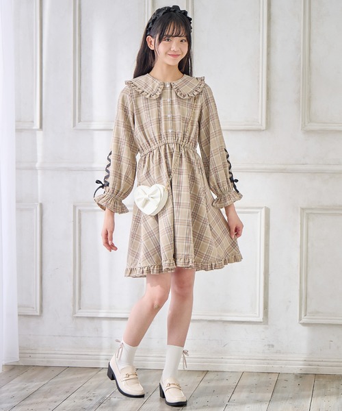 「Amourire girl」 「KIDS」長袖ワンピース 160cm ベージュ キッズ_画像8