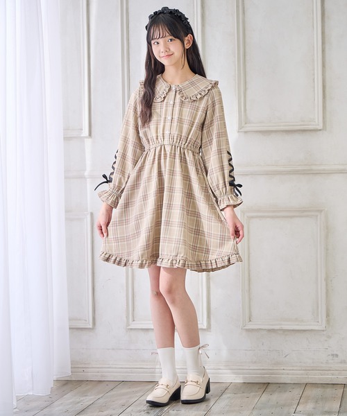 「Amourire girl」 「KIDS」長袖ワンピース 160cm ベージュ キッズ_画像9