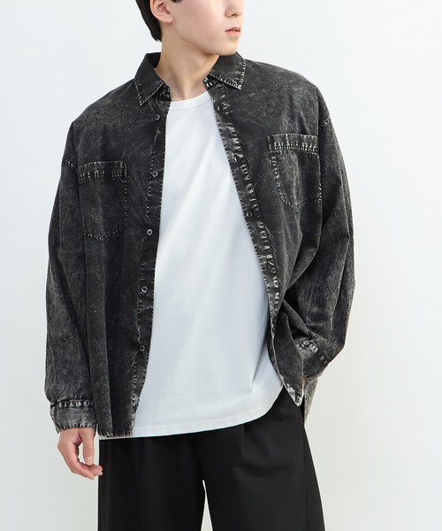 CONVERSE TOKYO ブラウス シャツ ACID WASH STAR PATCH SHIRT