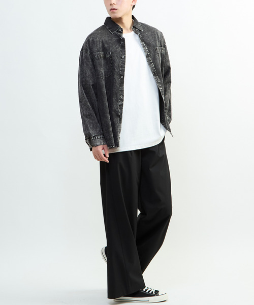 CONVERSE TOKYO ブラウス シャツ ACID WASH STAR PATCH SHIRT