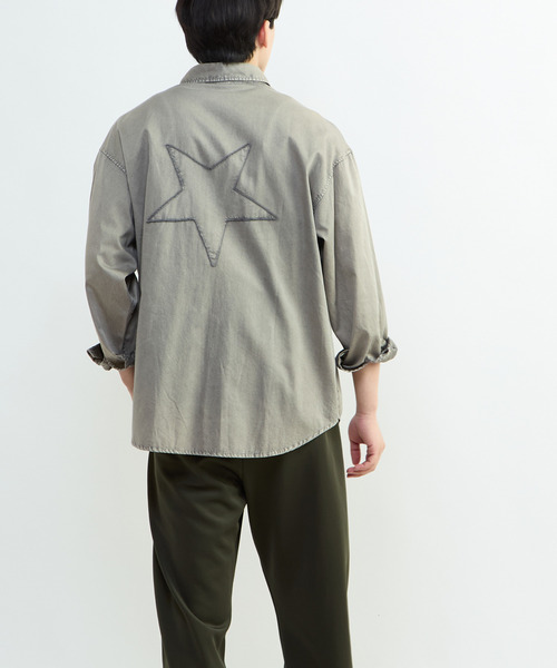 CONVERSE TOKYO ブラウス シャツ ACID WASH STAR PATCH SHIRT