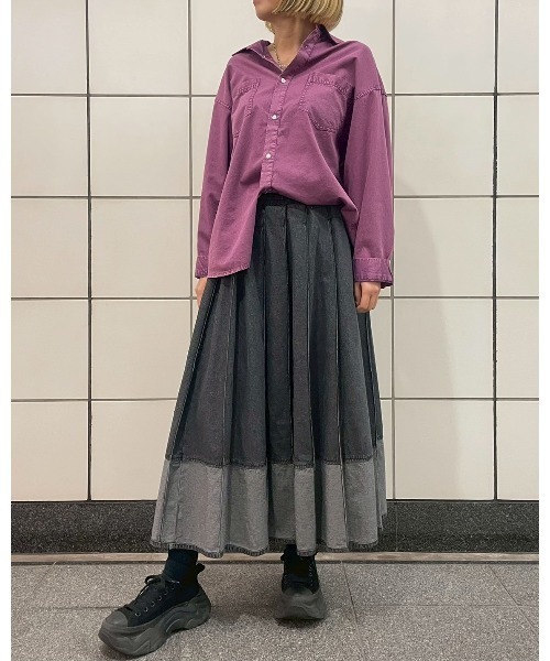 CONVERSE TOKYO ブラウス シャツ ACID WASH STAR PATCH SHIRT