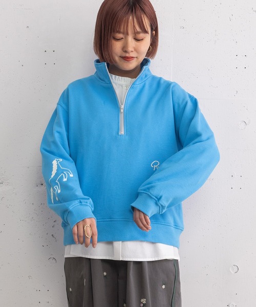 POU DOU DOU（プードゥドゥ） トレーナー スウェット HORSE刺繍zipあき