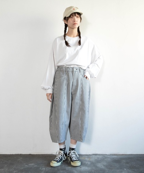 URCH RNA パンツ R4432 オブリークラインのひざ下パンツ レディース