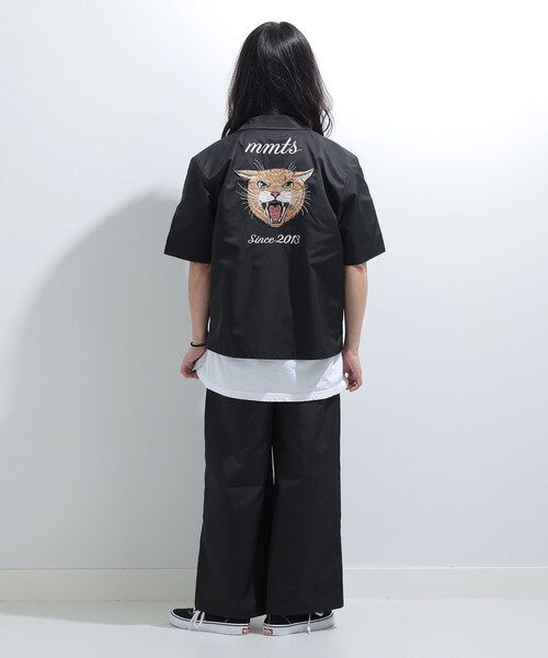 mmts（マミタス） ブラウス シャツ 猫刺繍 開襟シャツ レディース
