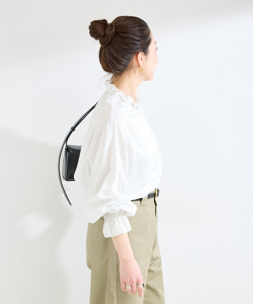 theory luxe 24SS ウォッシャブル フリルブラウス 前後2WAYフリルブラウス≪洗濯機で洗える≫ | Droite lautreamont