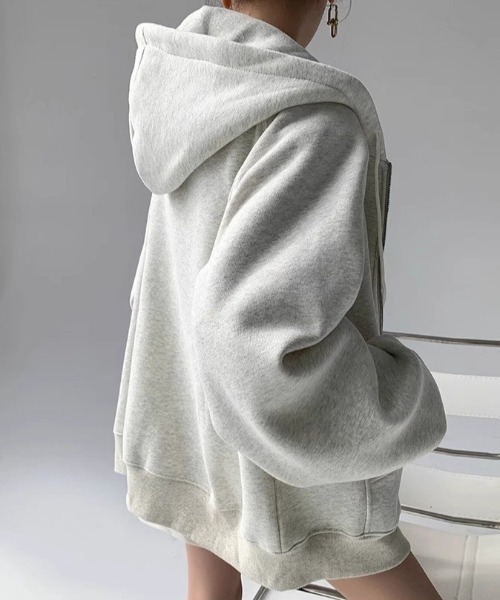 「cammie」 ジップアップパーカー M ライトグレー レディース_画像2