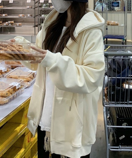 「cammie」 ジップアップパーカー M ライトグレー レディース_画像8