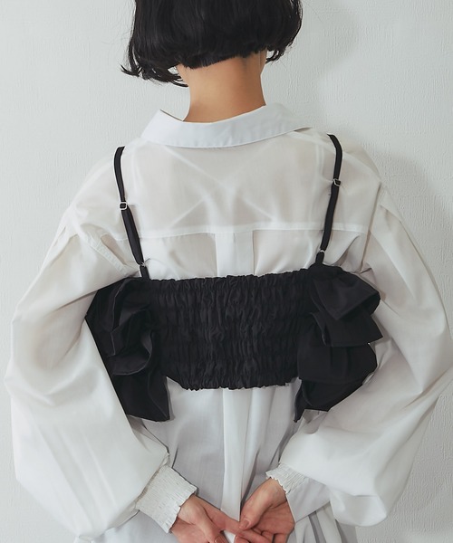 ブラウス シャツ ボリュームフリル重ねビスチェ レディース : ZOZOTOWN
