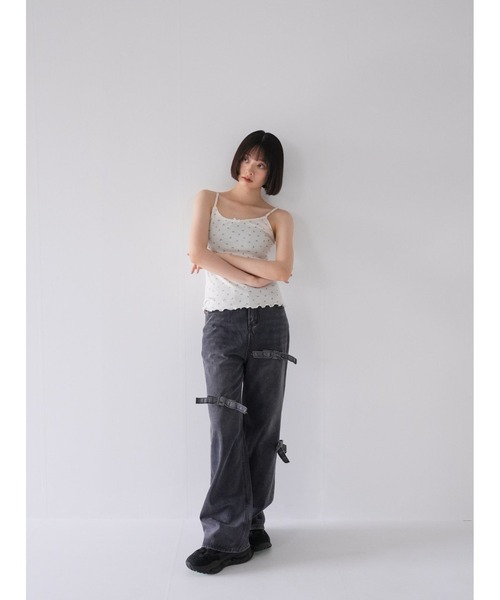 「Uenui」 デニムパンツ FREE ブラック レディース_画像4