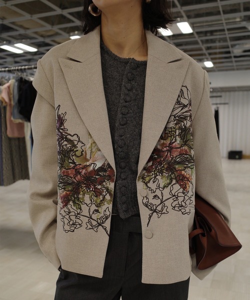 【新品】PIXEL FLOWER PRINT SHORT JACKET PIXEL FLOWER PRINT SHORT JACKET