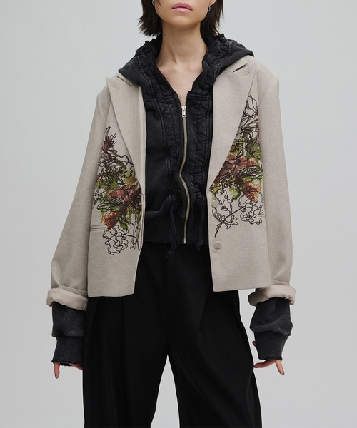 【専用】PIXEL FLOWER PRINT SHORT JACKET Ameri（アメリ） ジャケット テーラードジャケット PIXEL FLOWER PRINT