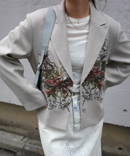 【専用】PIXEL FLOWER PRINT SHORT JACKET Ameri（アメリ） ジャケット テーラードジャケット PIXEL FLOWER PRINT