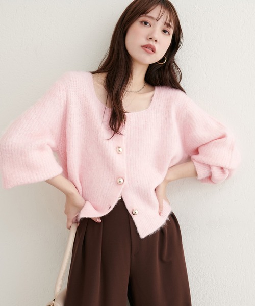 「natural couture」 ニットカーディガン FREE モカ レディース_画像2