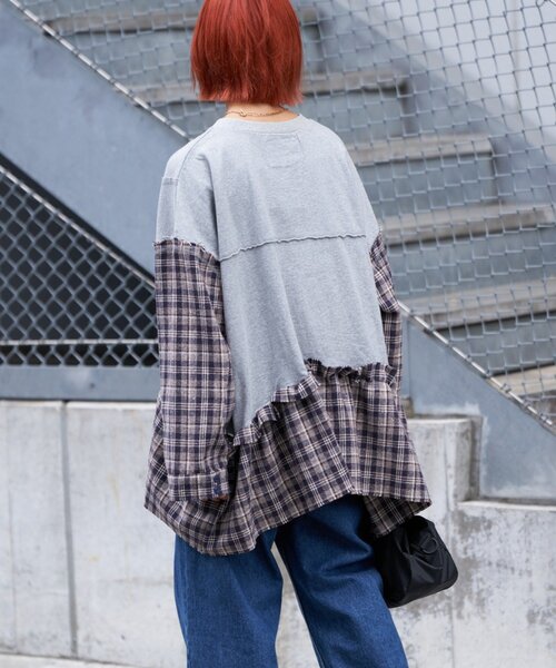 「etsinta」 スウェットカットソー ONE SIZE チャコールグレー レディース_画像5