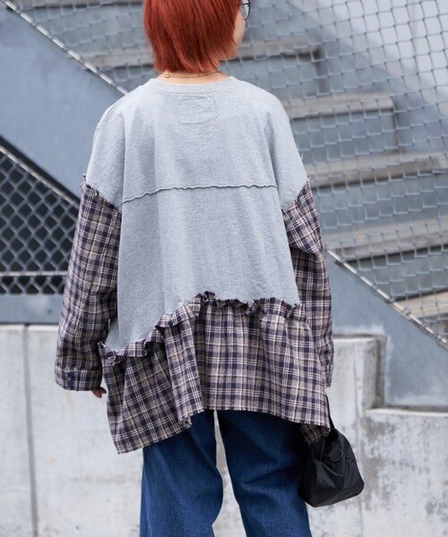 「etsinta」 スウェットカットソー ONE SIZE チャコールグレー レディース_画像6