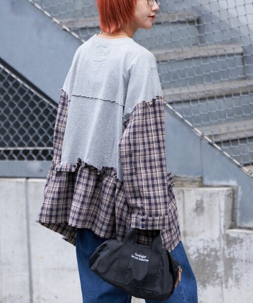 「etsinta」 スウェットカットソー ONE SIZE チャコールグレー レディース_画像7