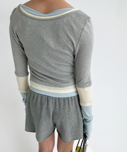 tシャツ 「YUHAN WANG/ユハン・ワン」layered illusion top レディースの画像