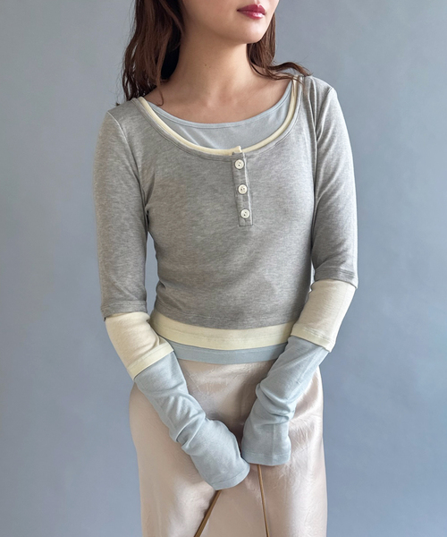 tシャツ 「YUHAN WANG/ユハン・ワン」layered illusion top レディースの画像