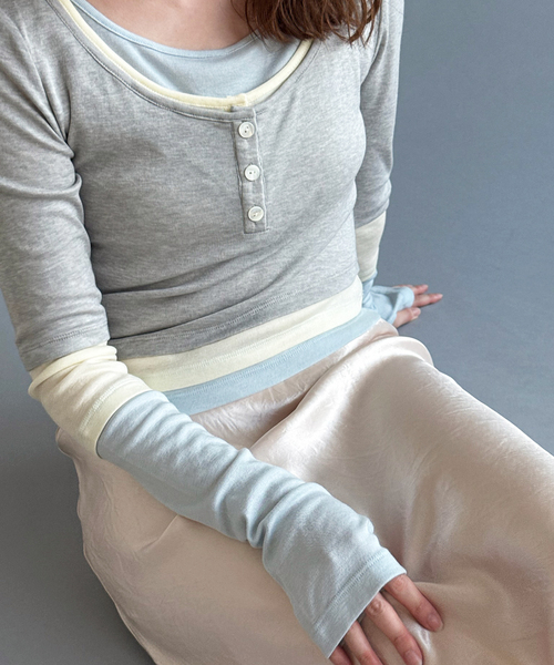 tシャツ 「YUHAN WANG/ユハン・ワン」layered illusion top レディースの画像
