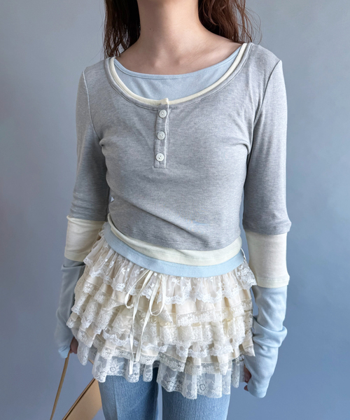 tシャツ 「YUHAN WANG/ユハン・ワン」layered illusion top レディースの画像