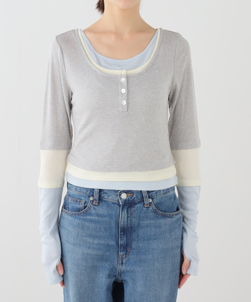 tシャツ 「YUHAN WANG/ユハン・ワン」layered illusion top レディースの画像