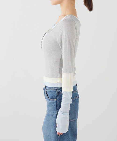 tシャツ 「YUHAN WANG/ユハン・ワン」layered illusion top レディースの画像