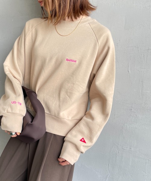 「Healthknit」 スウェットカットソー F ベージュ レディース_画像9