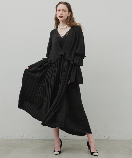「LA BELLE ETUDE」 「belle vintage」長袖ワンピース 0 ブラック レディースの画像