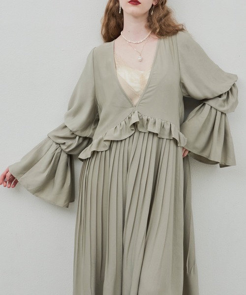 「LA BELLE ETUDE」 「belle vintage」長袖ワンピース 0 ブラック レディースの画像