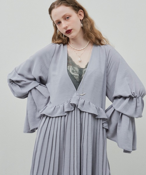 「LA BELLE ETUDE」 「belle vintage」長袖ワンピース 0 ブラック レディースの画像