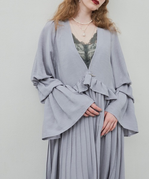 「LA BELLE ETUDE」 「belle vintage」長袖ワンピース 0 ブラック レディースの画像