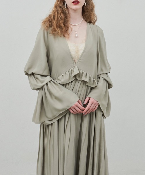「LA BELLE ETUDE」 「belle vintage」長袖ワンピース 0 ブラック レディースの画像